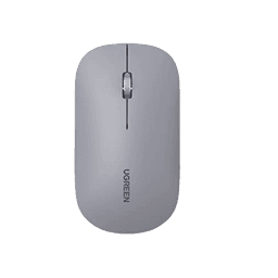 Mouse inalámbrico 2.4 GHz | Ultra Delgado y Silencioso | DPI 1000/1600/2000/4000 (Ajustable) | Alcance 10m | Scroll de Aluminio | Adaptable a diferentes superficies | Diseño suave al tacto | Contiene Receptor USB | Color Gris.