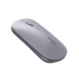 Mouse inalámbrico 2.4 GHz | Ultra Delgado y Silencioso | DPI 1000/1600/2000/4000 (Ajustable) | Alcance 10m | Scroll de Aluminio | Adaptable a diferentes superficies | Diseño suave al tacto | Contiene Receptor USB | Color Gris.