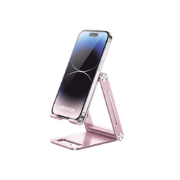 Soporte para Teléfono Celular de Aluminio / Angulo Ajustable / Amplia Compatibilidad con dispositivos de 4.7'' a 7.9'' / Antideslizante / Antiarañazos / Plegable / Color Rosa