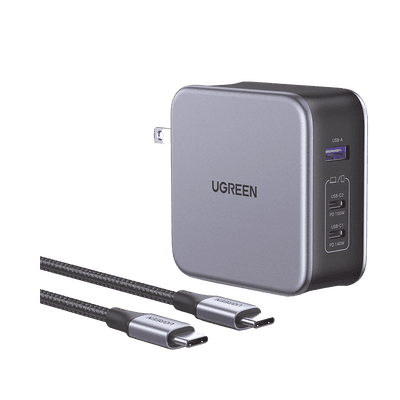 Cargador de 140W serie Nexode | 3 Puertos de Carga Rápida | 2 USB-C | 1 USB-A | Tecnología GaN II +SIC | PD3.1 / QC4.0 | Tecnología de Protección Térmica | Optimiza la Experiencia de Carga | Incluye cable USB-C