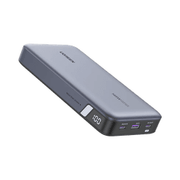 Power Bank de 25000mAh | 3 Salidas 145W Max. | USB-A + 2 USB-C | PD 3.0, QC3.0 | FCP | SCP | Pantalla Inteligente | Carcasa Ignifuga | Color Gris | Incluye Cable USB de 50cm | Carga tu Laptop de Manera Segura.