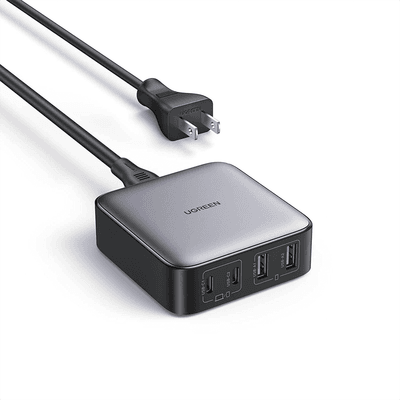 Cargador de escritorio de 65W | 4 Puertos de Carga Rápida | 2 USB-C | 2 USB-A | Tecnología GaN II +SIC | Power Delivery 3.0 | Quick Charge 4.0 | Chip Confiable y Carga Inteligente | Optimiza la Experiencia de Carga.