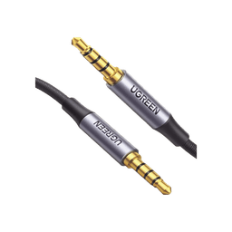 Cable Auxiliar de 3.5mm / Cable Audio Estéreo / Núcleo de Alambre de Cobre Esmaltado / Carcasa de Aluminio Azul + Nylon Trenzado /  Soporta Micrófono / 5 Metros