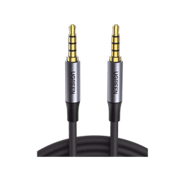 Cable Auxiliar de 3.5mm / Cable Audio Estéreo / Núcleo de Alambre de Cobre Esmaltado / Carcasa de Aluminio Azul + Nylon Trenzado /  Soporta Micrófono / 5 Metros