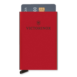 Tarjetero / Almacenamiento Seguro 4-6 Tarjetas / Aluminio Duradero / Protección RFID / Sistema Deslizamiento Patentado / Color Rojo.