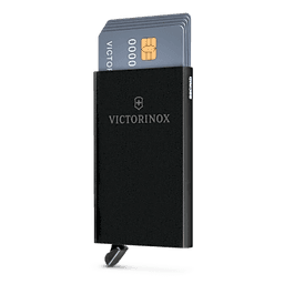 Tarjetero / Almacenamiento Seguro 4-6 Tarjetas / Aluminio Duradero / Protección RFID / Sistema Deslizamiento Patentado / Color Negro.