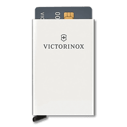 Tarjetero / Almacenamiento Seguro 4-6 Tarjetas / Aluminio Duradero / Protección RFID / Sistema Deslizamiento Patentado / Color Gris Claro.