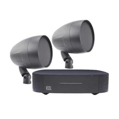 KIT Amplificador VSSL A1X | 2 Bocinas Acoustiscape TruAudio Modelo AS2T |  IP66