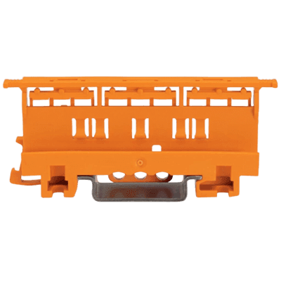 Adaptador de Fijación Serie 221 / 6 mm² / Para Montaje Sobre Carril DIN-35 y Montaje Atornillado / Color Naranja / Aislamiento Poliamida / Clase de Inflamabilidad UL 94 V0