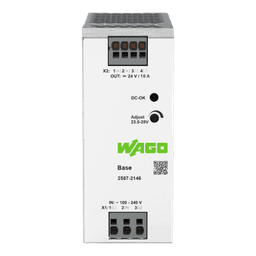 Fuente de Alimentación BASE / 24V DC 10A 240W / Monofásica 100-240V AC / Push-in CAGE CLAMP® / Sincronización Primaria / Autoenfriamiento / Paralelo y Serie / IP20 / Carril DIN