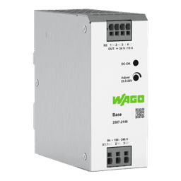 Fuente de Alimentación BASE / 24V DC 10A 240W / Monofásica 100-240V AC / Push-in CAGE CLAMP® / Sincronización Primaria / Autoenfriamiento / Paralelo y Serie / IP20 / Carril DIN