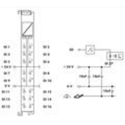 Módulo de Entrada Digital WAGO 750-1407 / 16 Canales / 24 V DC / Conmutación Negativa (NPN) / Filtro RC 3 ms / Push-in CAGE CLAMP® / LED Indicador / Aislamiento Galvánico 500 kV