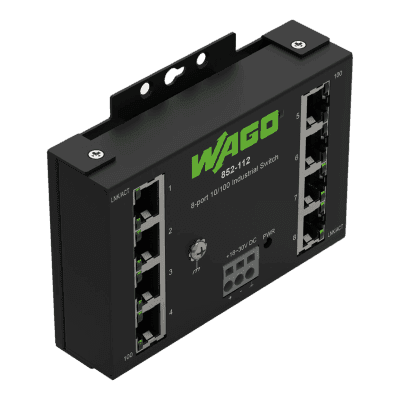 Switch Industrial ECO / 8 Puertos 10/100Base-TX / Montaje Carril DIN / IP30 / -40°C a +70°C / Protección Sobretensiones / Tabla MAC 2000 Direcciones