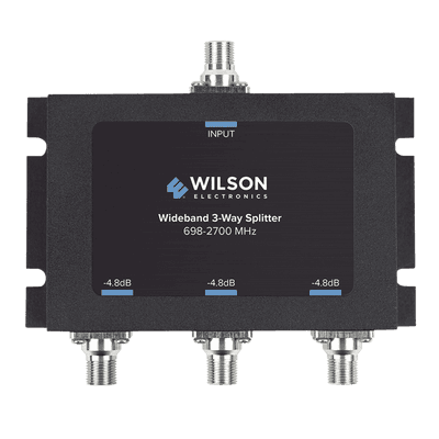 Divisor de potencia de 3 vías para la distribución de señal a tres antenas de servicio | 4.8 dB de pérdida por puerto | Conectores F hembra