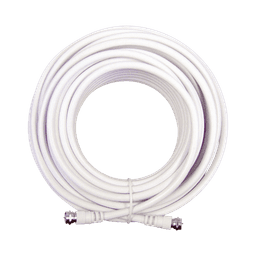 Jumper Coaxial con Cable Tipo RG-6 en Color Blanco de 6.09 Metros (20 Pies) de Longitud y Conectores F Macho en Ambos Extremos. 75 Ohm de Impedancia.