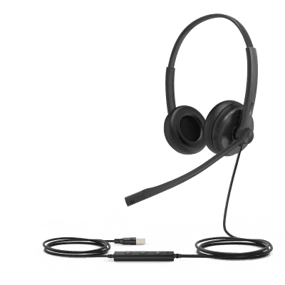 Diadema Alámbrica UH34 Dual de Yealink USB Compatible con Teléfonos IP y Computadoras.