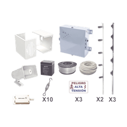 KIT ESENCIAL PARA 25Mts PERIMETRALES DE CERCO ELÉCTRICO PARA PROTECCIÓN DE ROBOS EN CASAS, NEGOCIOS, BODEGAS,ETC.