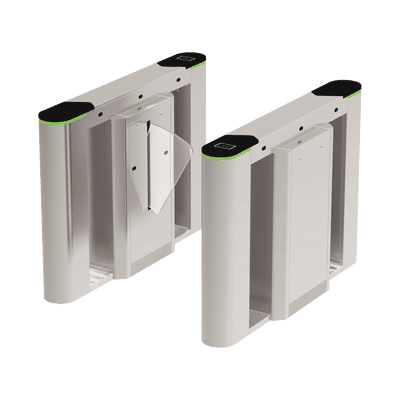Puerta de cortesía tipo FLAP bidireccional / 30 personas por minuto / Acabado de Lujo / Apertura en 1 segundo / Acero inoxidable / Indicadores LED / Alarma por acceso denegado