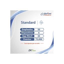 LICENCIA STANDART BIOTIME CLOUD 2.0  / 50 USUARIOS / 6 DISPOSITIVOS (Licencia Anual)