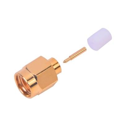 Conector SMA Macho para cable Semi-Rígido de 0.141" de Diámetro, Oro/ Oro/ Teflón.