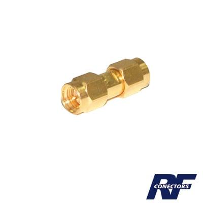 Adaptador Tipo Barril, de Conector SMA Macho a SMA Macho, Oro/ Oro/ Teflón.​