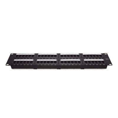 Panel de parcheo de impacto (110) UTP de 48 puertos Cat6, 19in, 2U, con barra para organizar cable