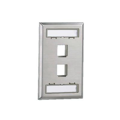 Placa de Pared Vertical, Salida Para 2 Puertos Keystone, Con Espacios Para Etiquetas, de Acero Inoxidable 